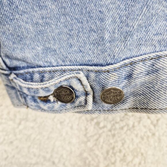 Harley Davidson Vintage Denim Jean Jacket Men's XL Embroidered Back Eagle Patch - Picture 6 of 11